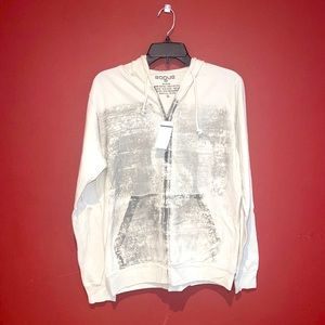 Mens Rogue Lightweight Zip Up Hoodie. Color: Off White w/ Grey R Design in Front